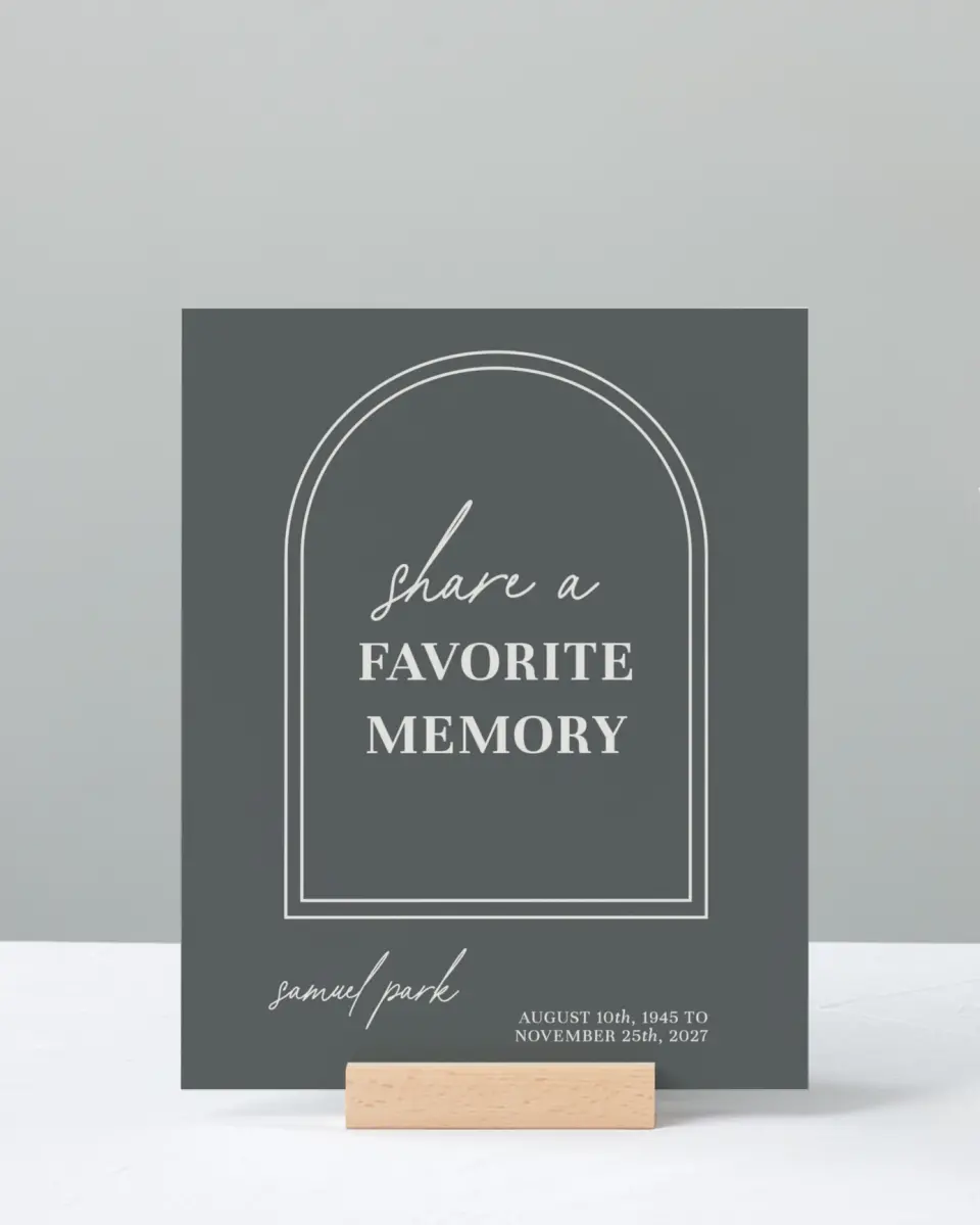 This is a 8" x 10" Memorial Sign called Remembered Forever printed in full color