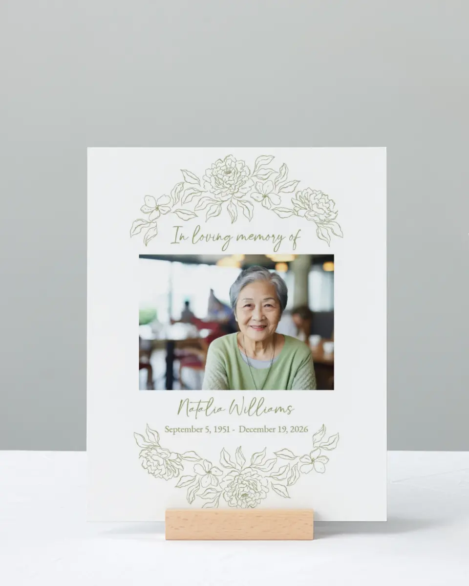 This is a 8" x 10" Memorial Sign called Forever Flourishing printed in full color