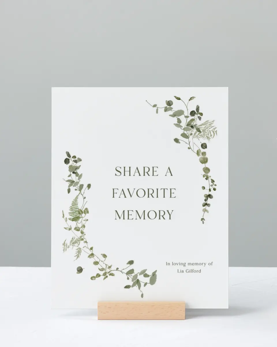 This is a 8" x 10" Memorial Sign called Life Legacy printed in full color