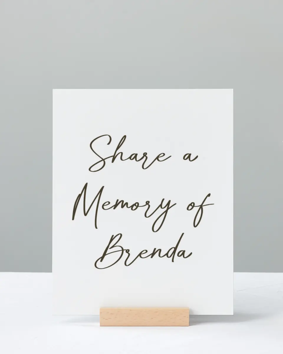 This is a 8" x 10" Memorial Sign called In Our Hearts printed in full color with Rose Gold foil