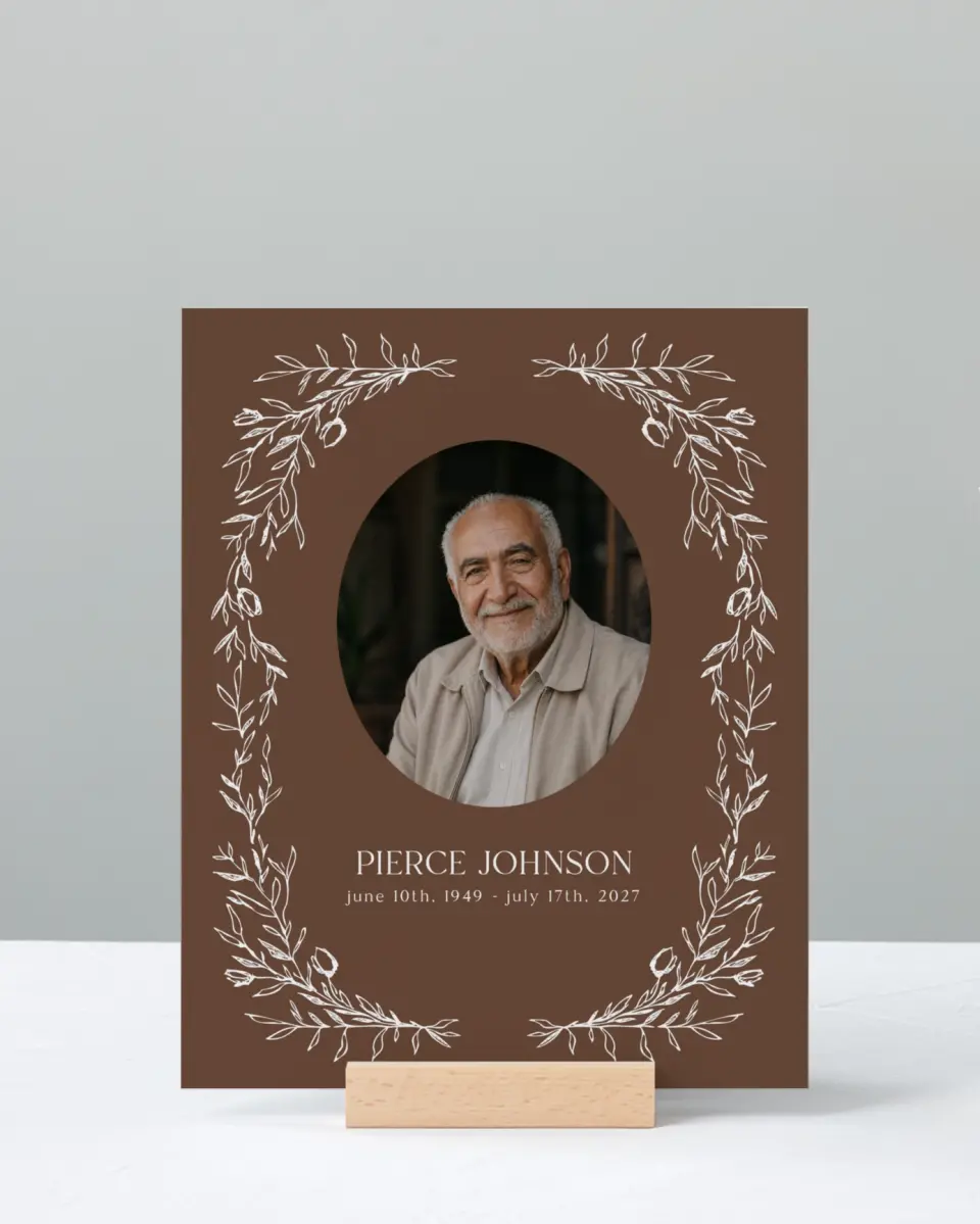 This is a 8" x 10" Memorial Sign called With Loving Memory printed in full color