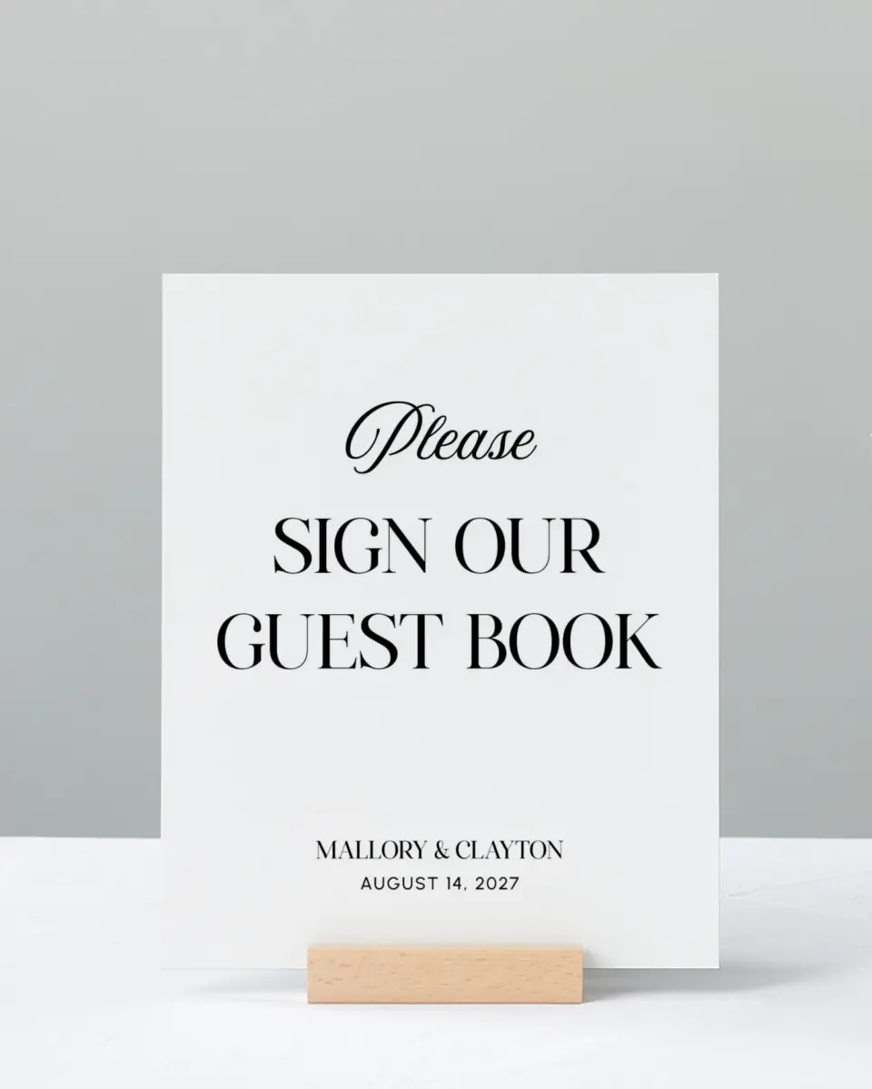 This is a 8" x 10" Guest Book Sign called The Mallory printed in full color