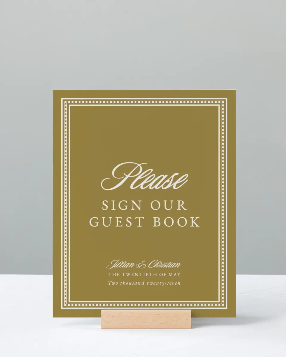 This is a 8" x 10" Guest Book Sign called The Jillian printed in full color