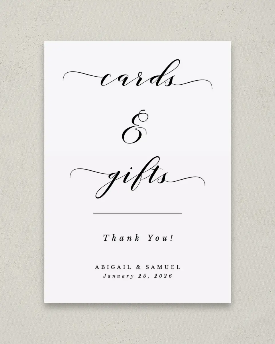 This is a 5" x 7" Cards & Gifts Sign called Timeless Eloquence printed in full color