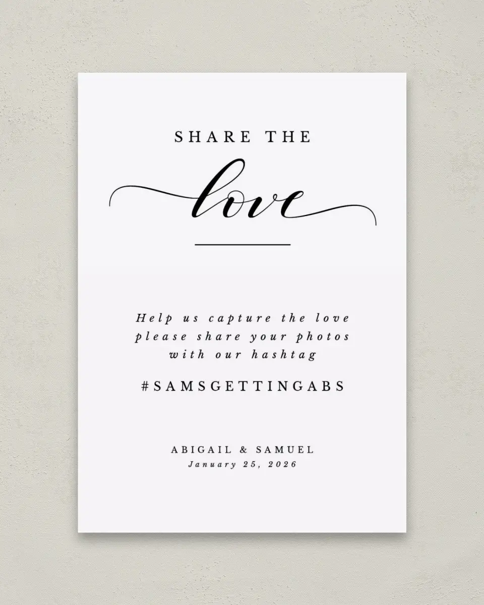 This is a 5" x 7" Share the Love Sign called Timeless Eloquence printed in full color