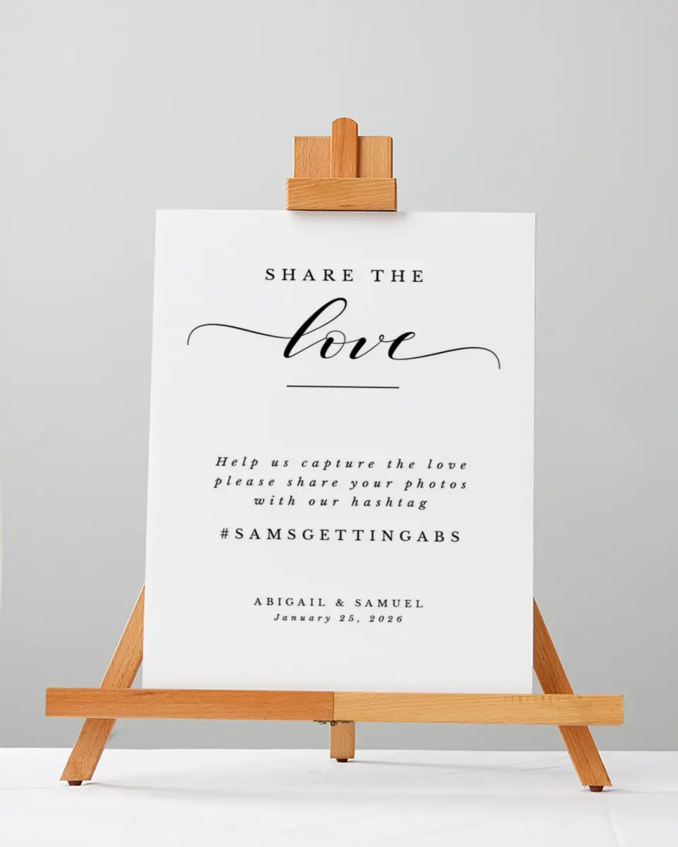 This is a 5" x 7" Share the Love Sign called Timeless Eloquence printed in full color