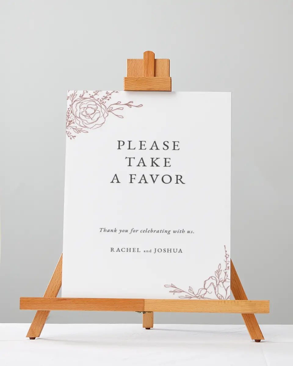 This is a 5" x 7" Favor Sign called Blooming Rose printed in full color