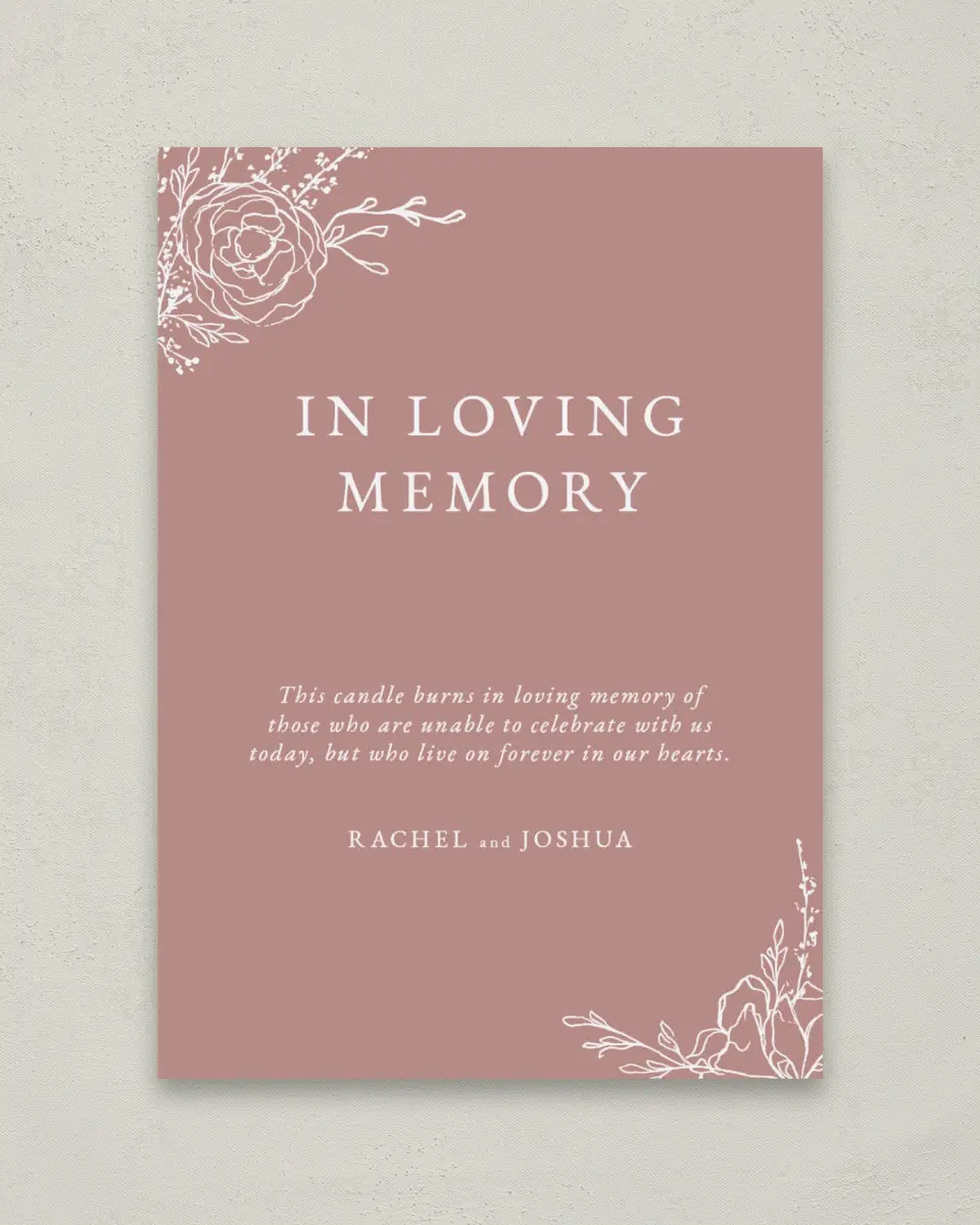 This is a 5" x 7" Loving Memory Sign called Blooming Rose printed in full color