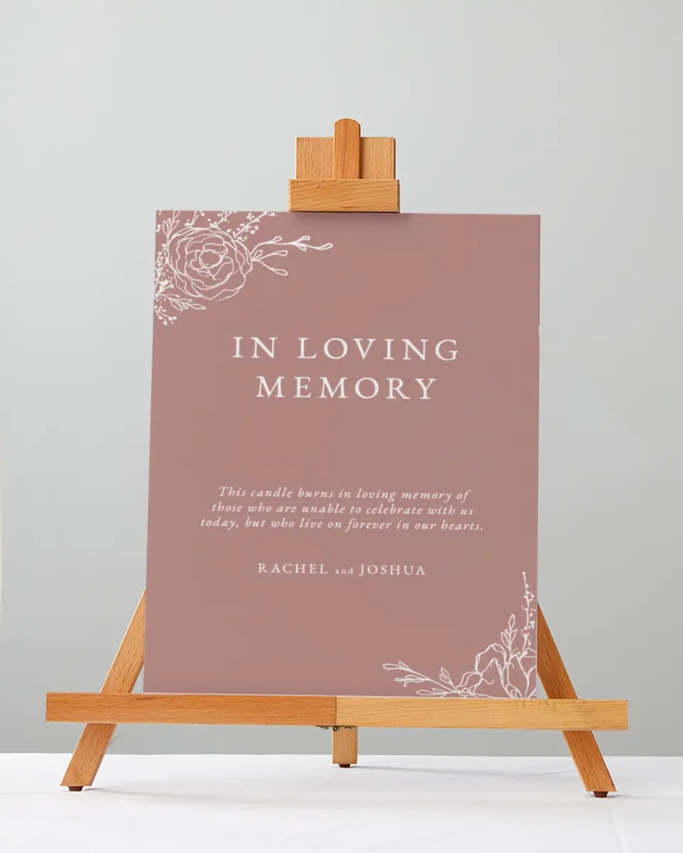 This is a 5" x 7" Loving Memory Sign called Blooming Rose printed in full color
