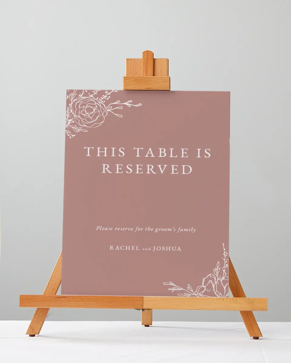 This is a 5" x 7" Reserved Seating Sign called Blooming Rose printed in full color