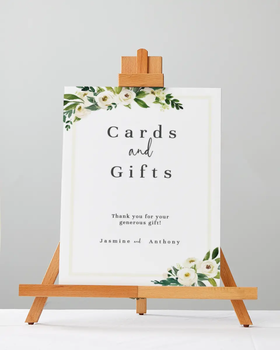 This is a 5" x 7" Cards & Gifts Sign called Wedding Florals printed in full color