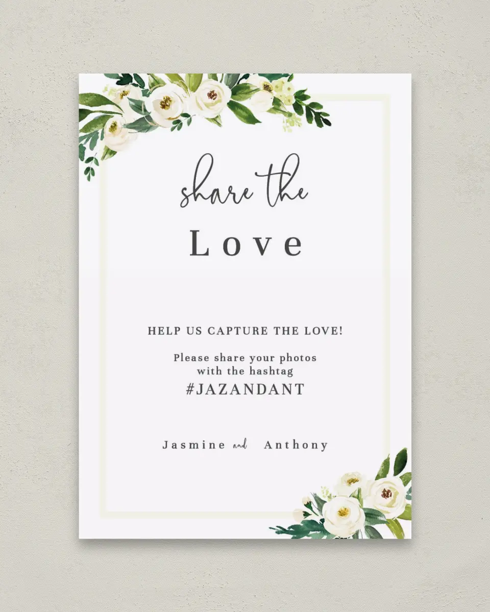 This is a 5" x 7" Share the Love Sign called Wedding Florals printed in full color