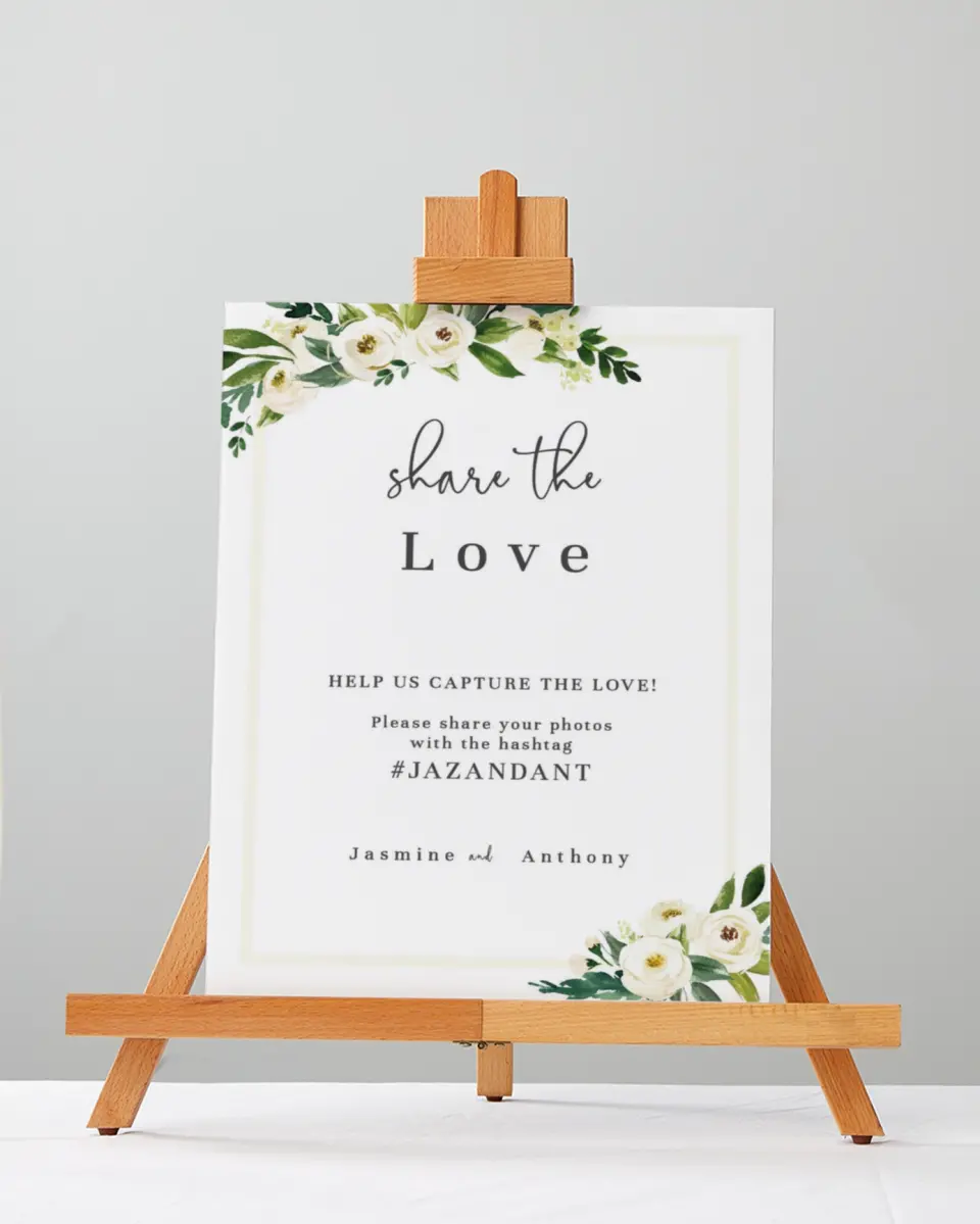 This is a 5" x 7" Share the Love Sign called Wedding Florals printed in full color