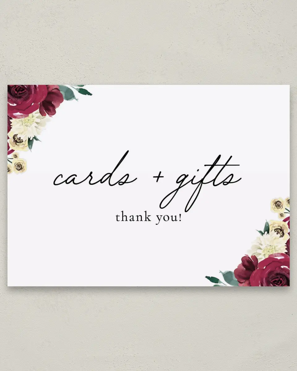 This is a 5" x 7" Cards & Gifts Sign called Floral Touch printed in full color