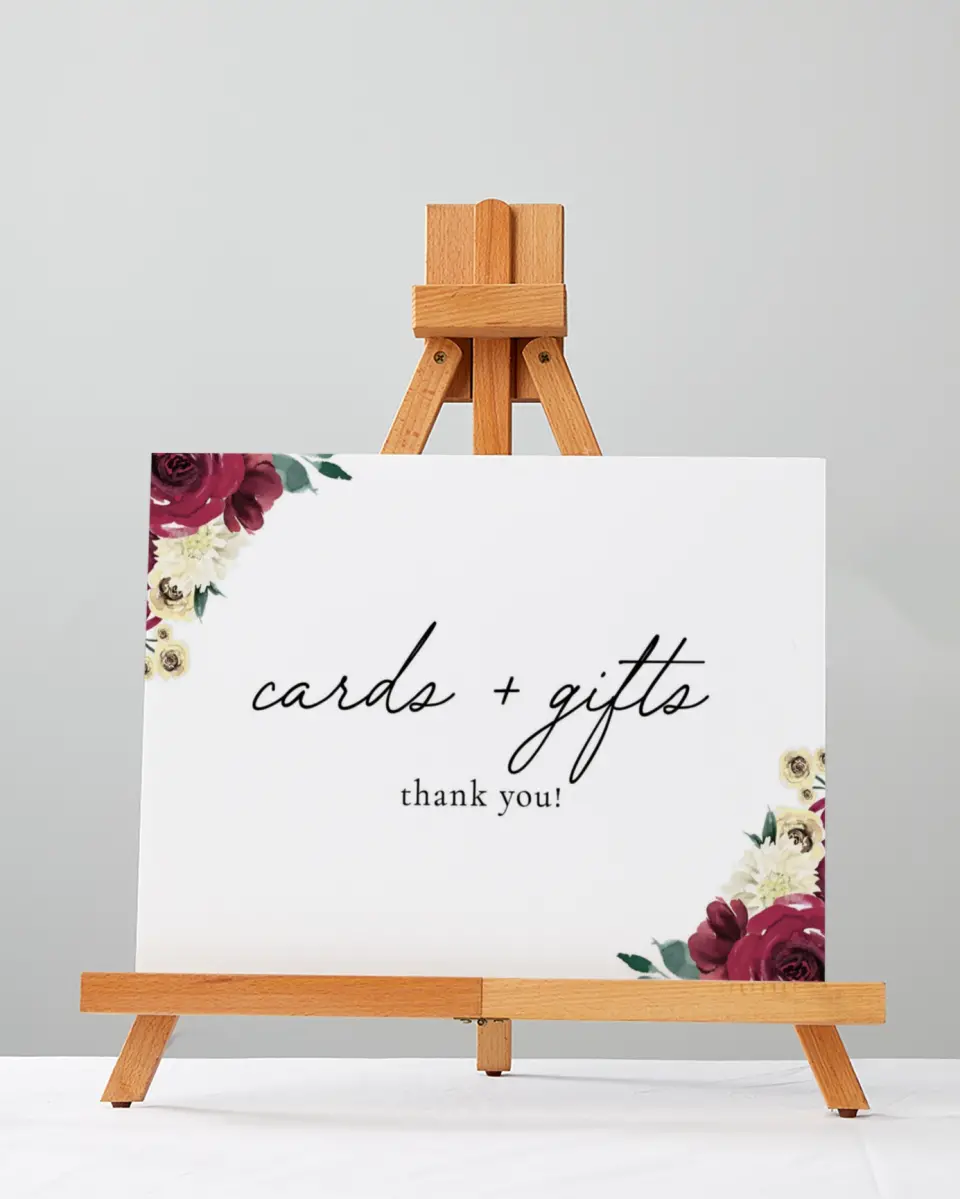 This is a 5" x 7" Cards & Gifts Sign called Floral Touch printed in full color