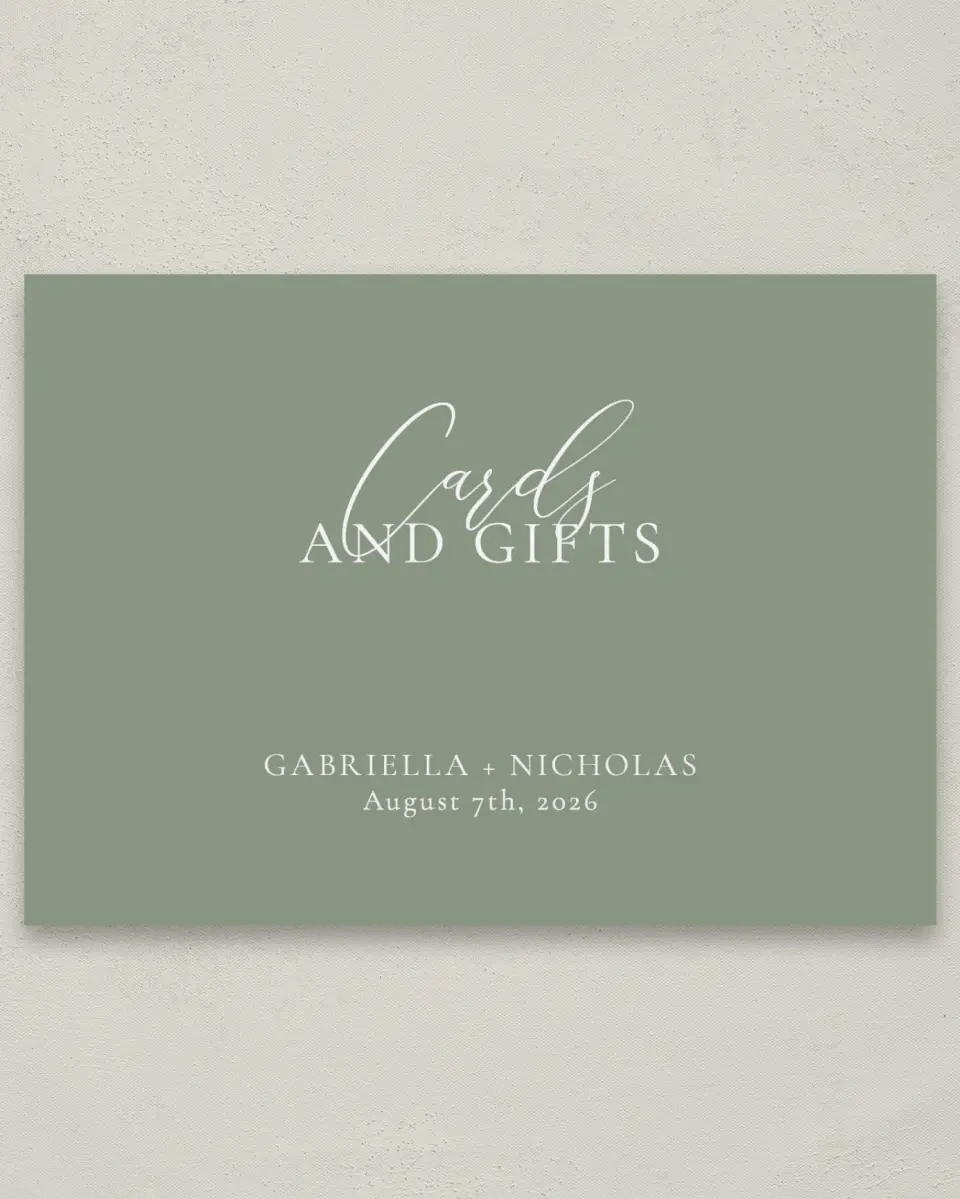 This is a 5" x 7" Cards & Gifts Sign called Minimalist Type printed in full color