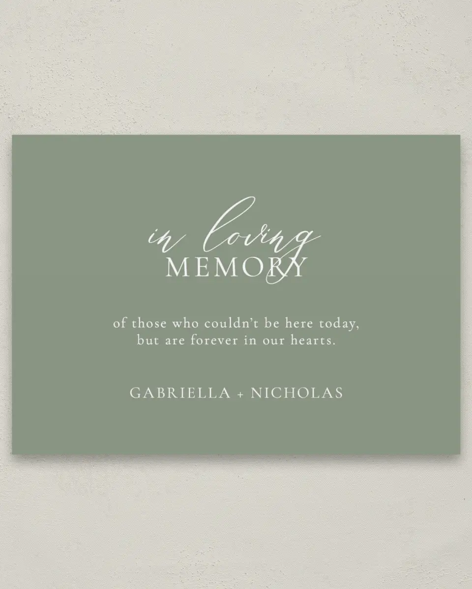This is a 5" x 7" Loving Memory Sign called Minimalist Type printed in full color