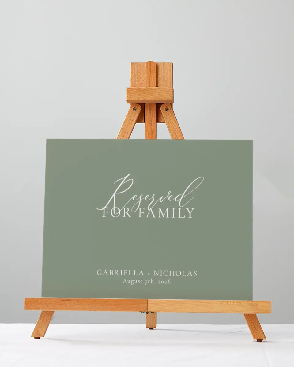 This is a 5" x 7" Reserved Seating Sign called Minimalist Type printed in full color