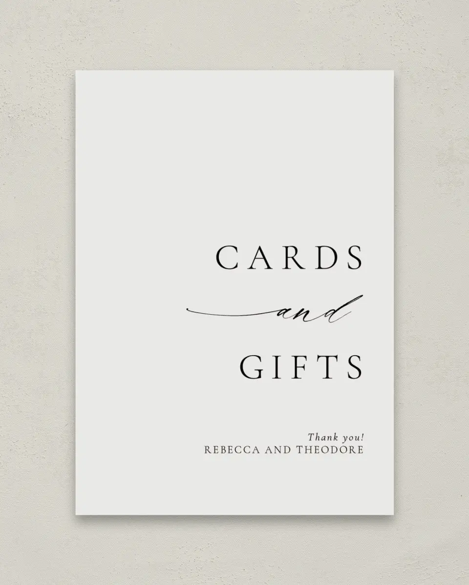 This is a 5" x 7" Cards & Gifts Sign called Simply Elegant printed in full color