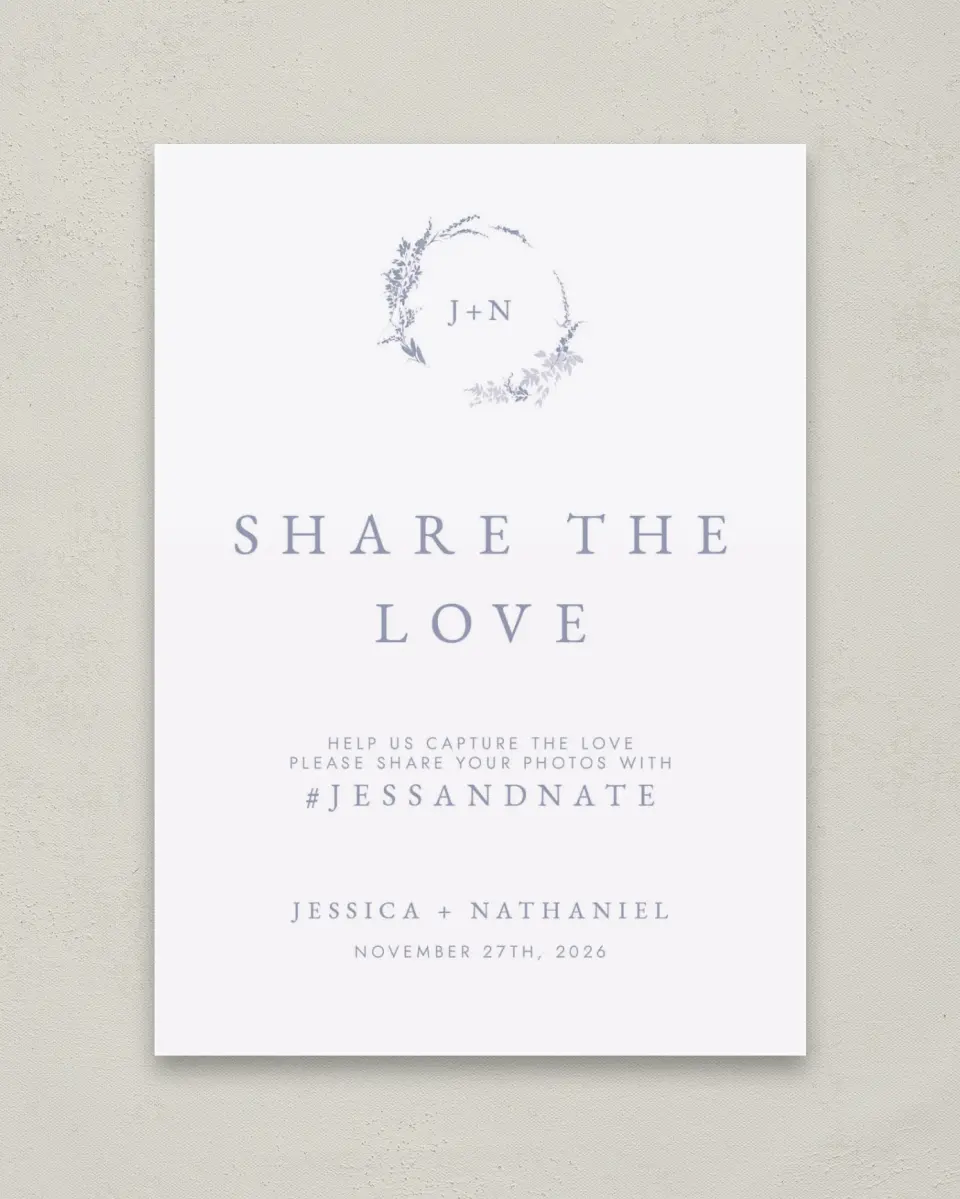 This is a 5" x 7" Share the Love Sign called Dainty Wreath printed in full color