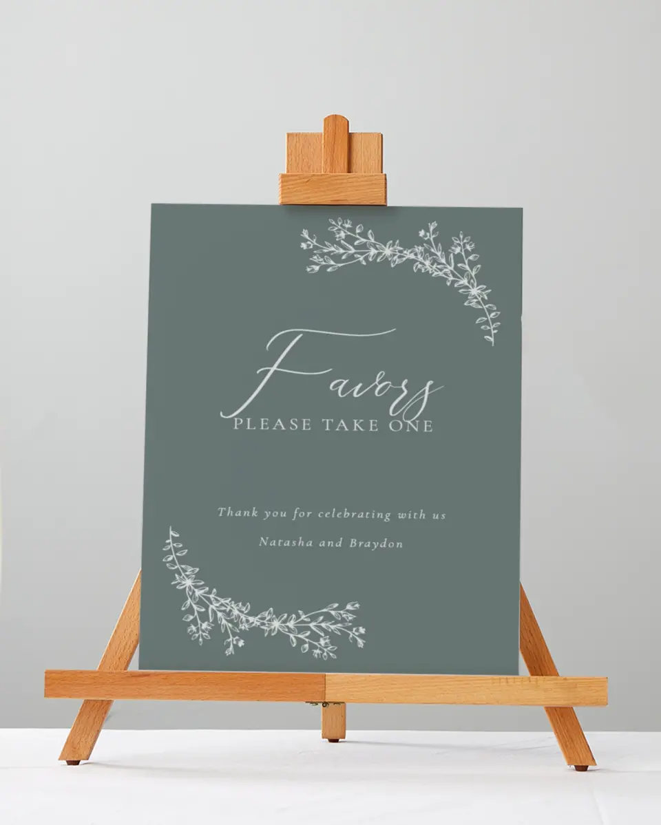This is a 5" x 7" Favor Sign called Timeless Order printed in full color
