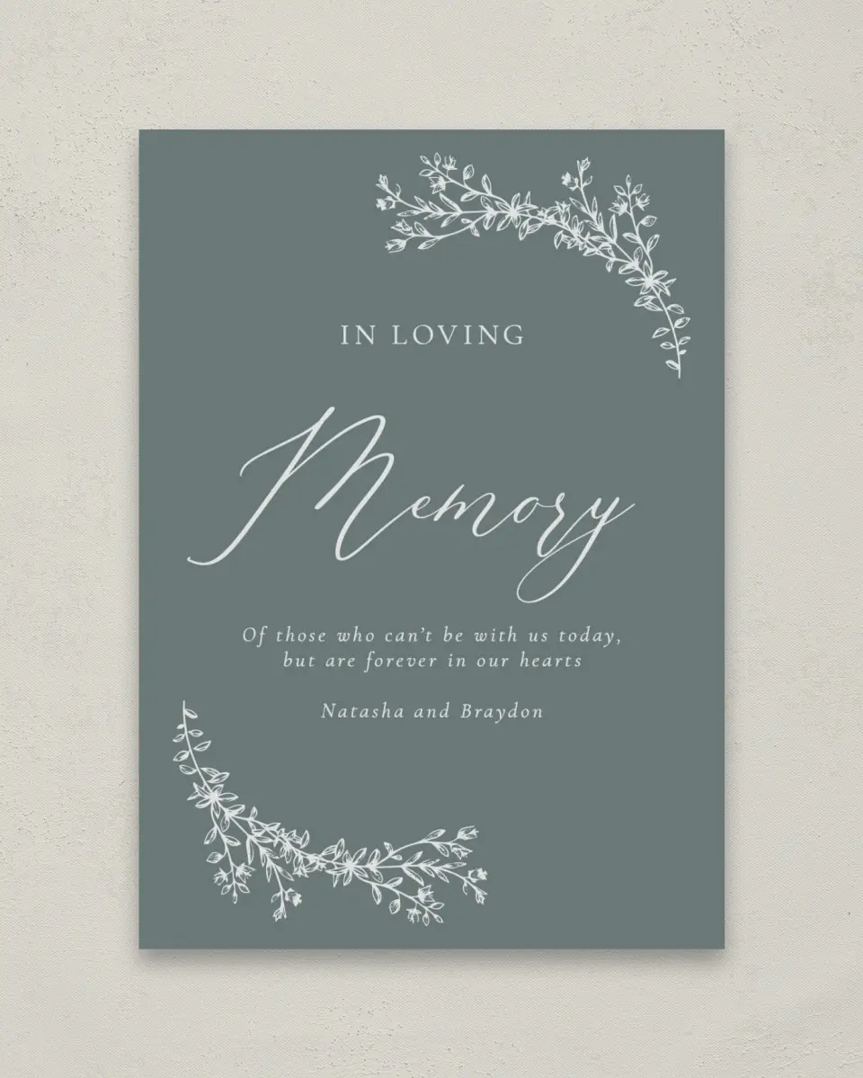 This is a 5" x 7" Loving Memory Sign called Timeless Order printed in full color