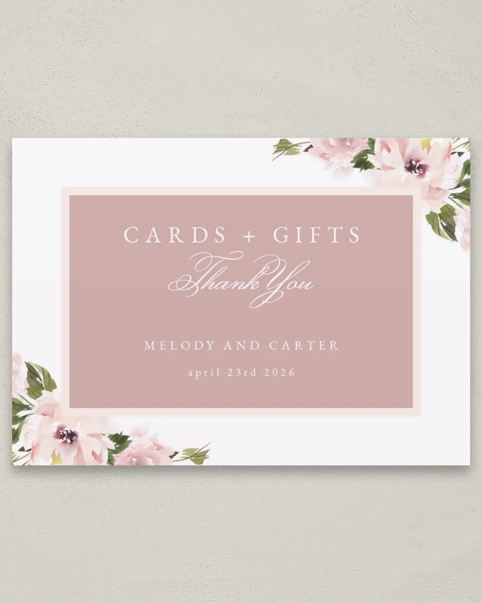 This is a 5" x 7" Cards & Gifts Sign called Sweet Floral printed in full color