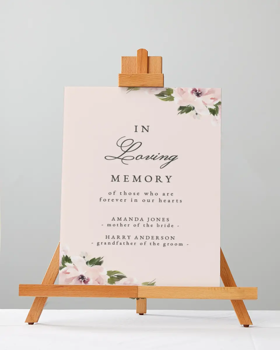 This is a 5" x 7" Loving Memory Sign called Sweet Floral printed in full color