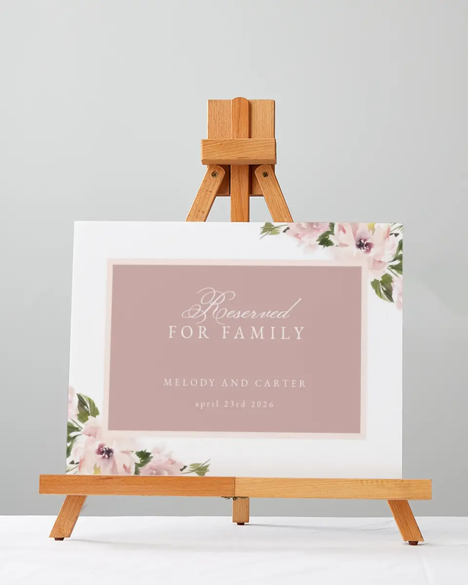 This is a 5" x 7" Reserved Seating Sign called Sweet Floral printed in full color