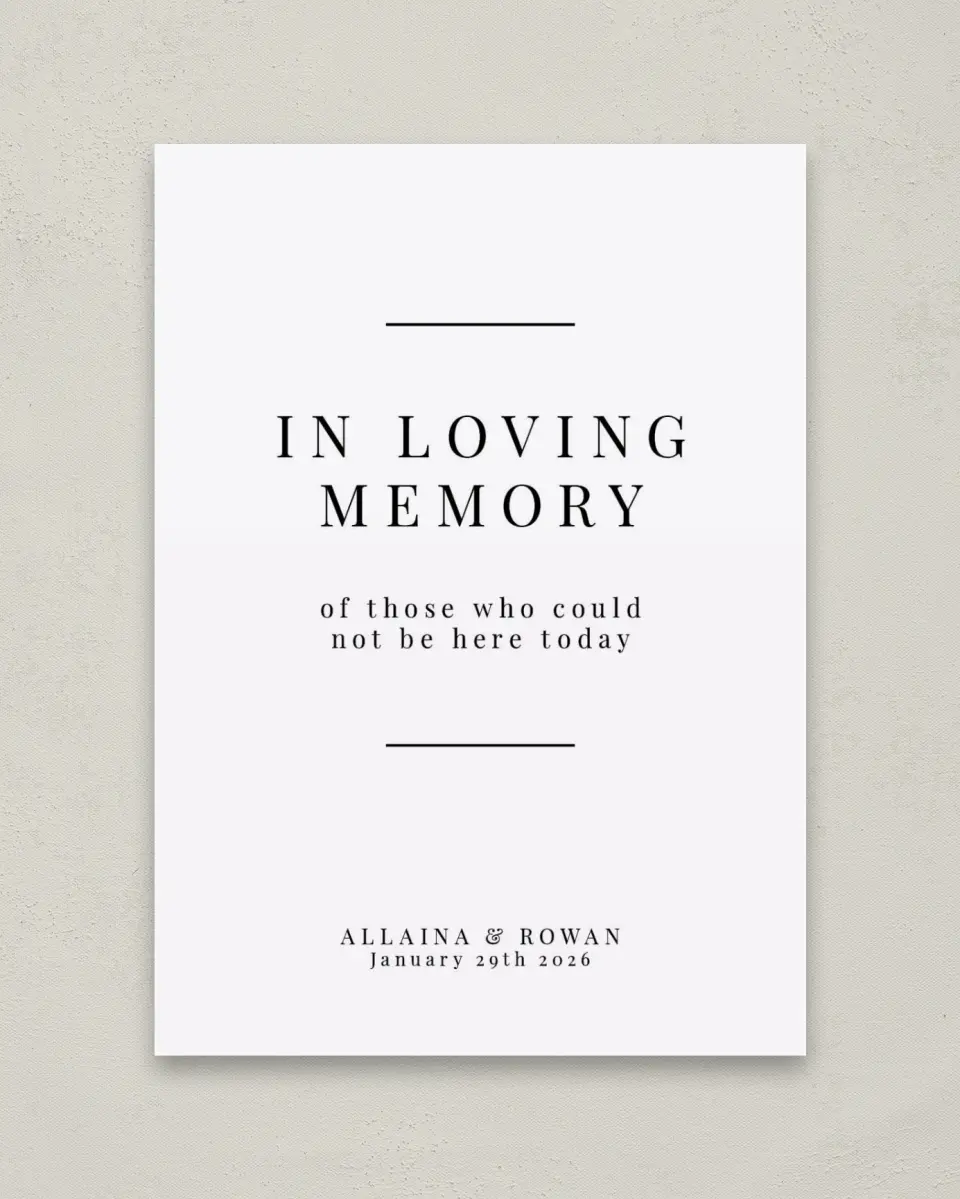 This is a 5" x 7" Loving Memory Sign called Pure Devotion printed in full color with Silver foil