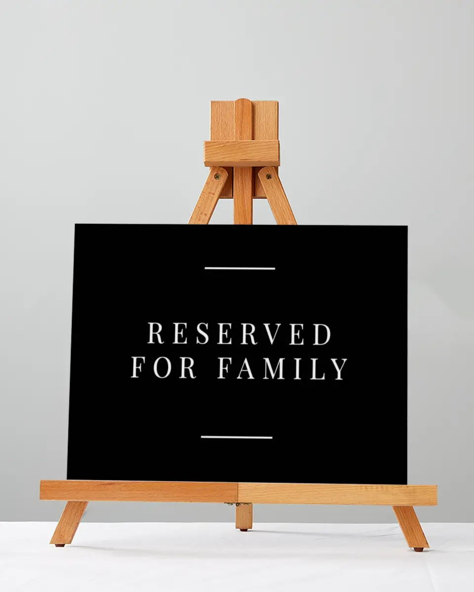 This is a 5" x 7" Reserved Seating Sign called Pure Devotion printed in full color