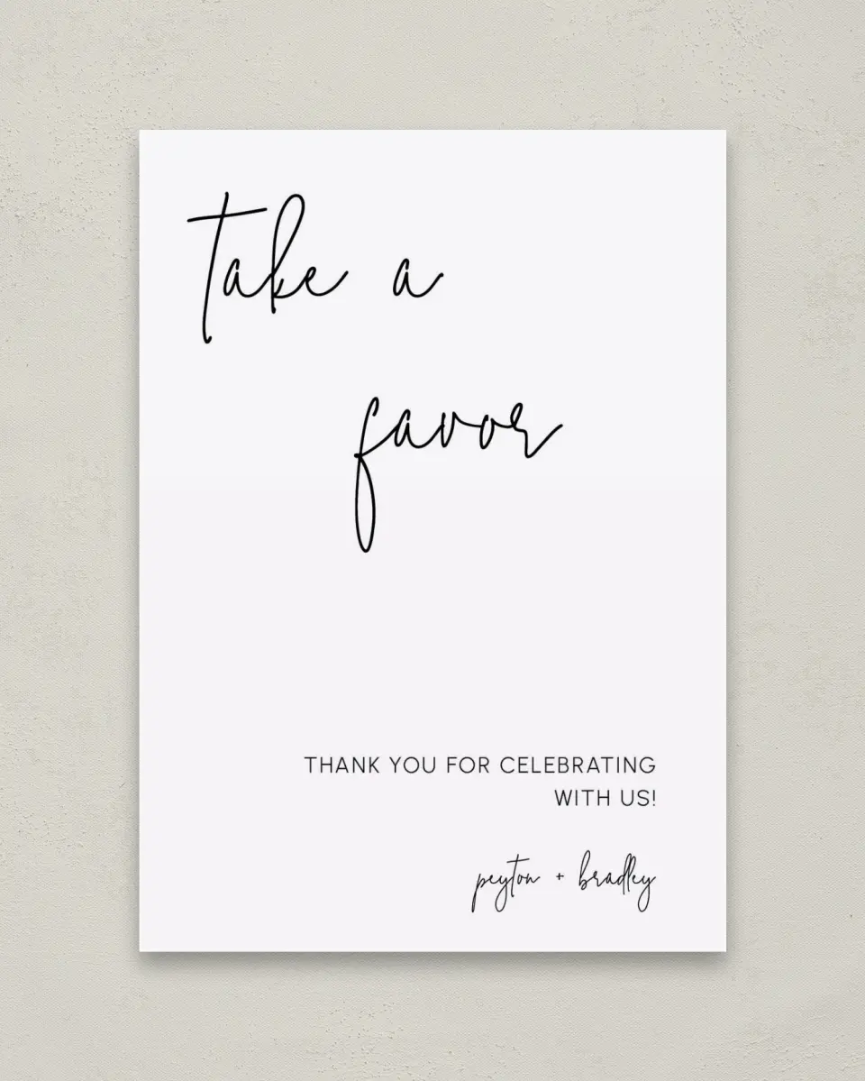 This is a 5" x 7" Favor Sign called Mod Aesthetic printed in full color