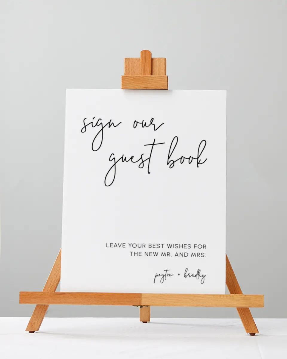 This is a 5" x 7" Guest Book Sign called Mod Aesthetic printed in full color