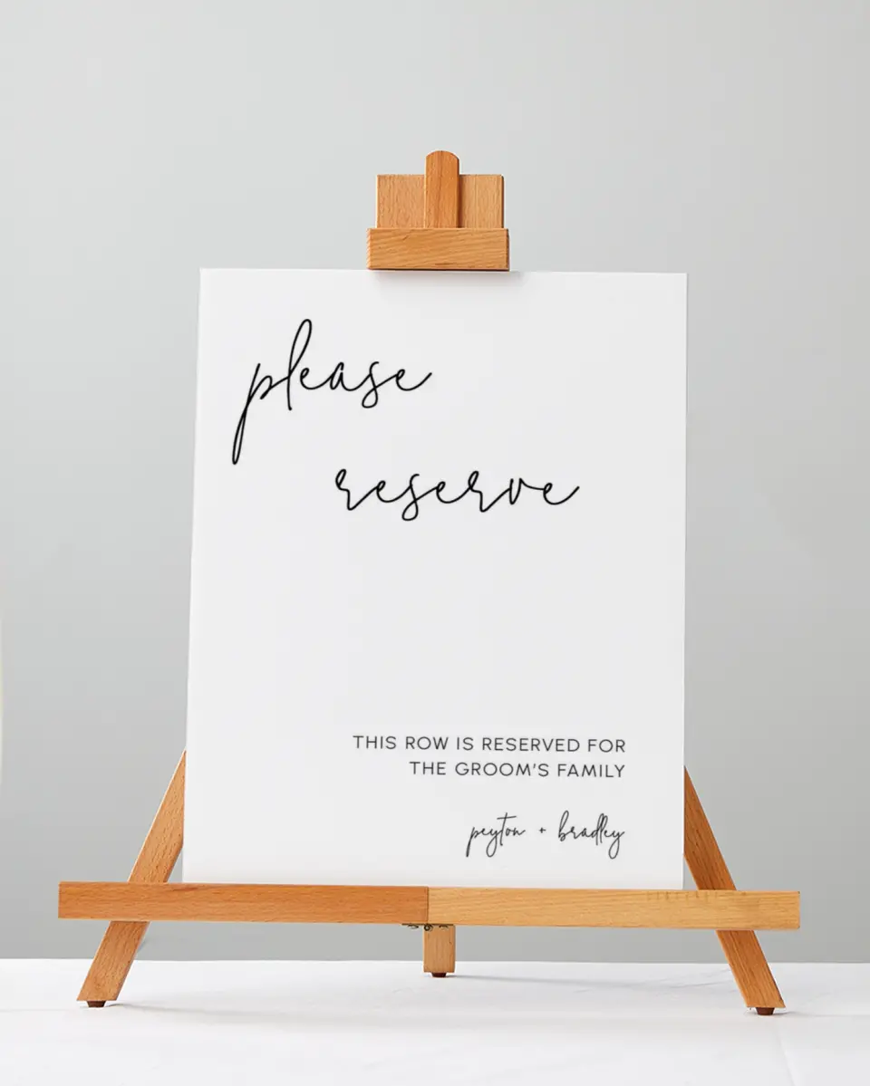 This is a 5" x 7" Reserved Seating Sign called Mod Aesthetic printed in full color with Silver foil
