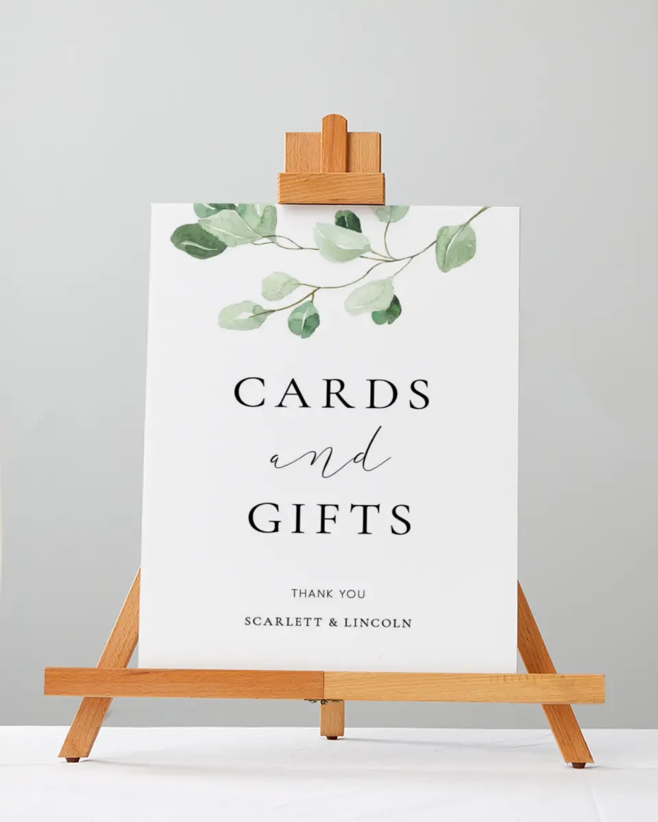 This is a 5" x 7" Cards & Gifts Sign called Sweet Greenery printed in full color