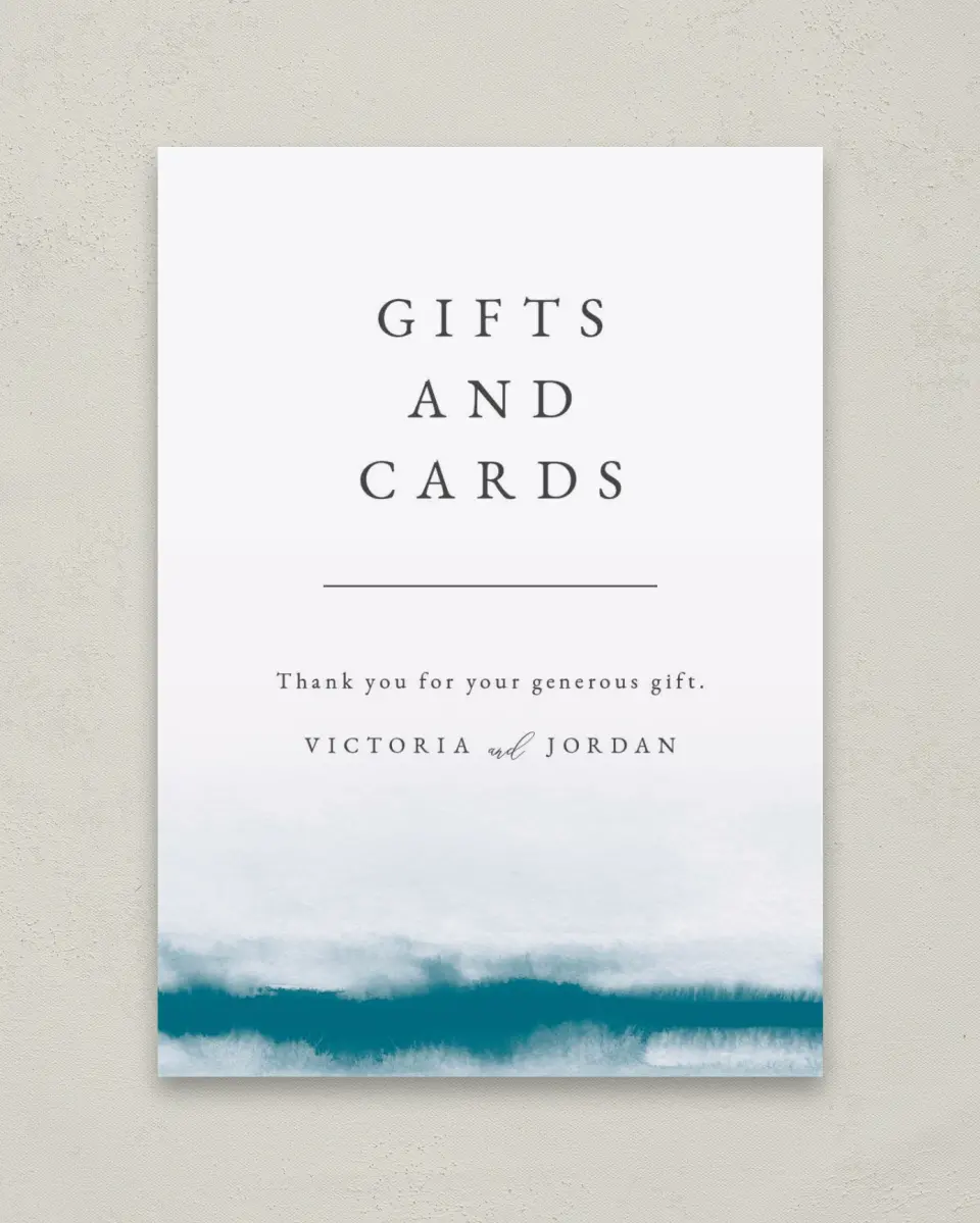 This is a 5" x 7" Cards & Gifts Sign called Shore Impression printed in full color