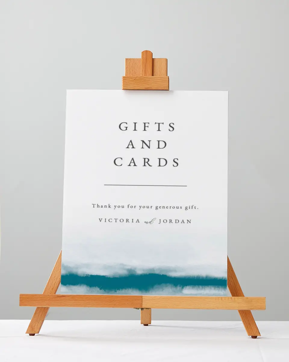This is a 5" x 7" Cards & Gifts Sign called Shore Impression printed in full color