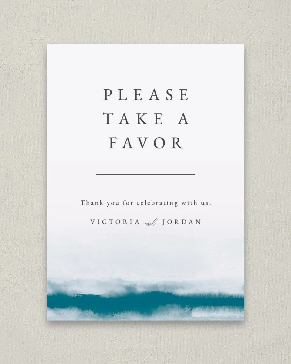 This is a 5" x 7" Favor Sign called Shore Impression printed in full color