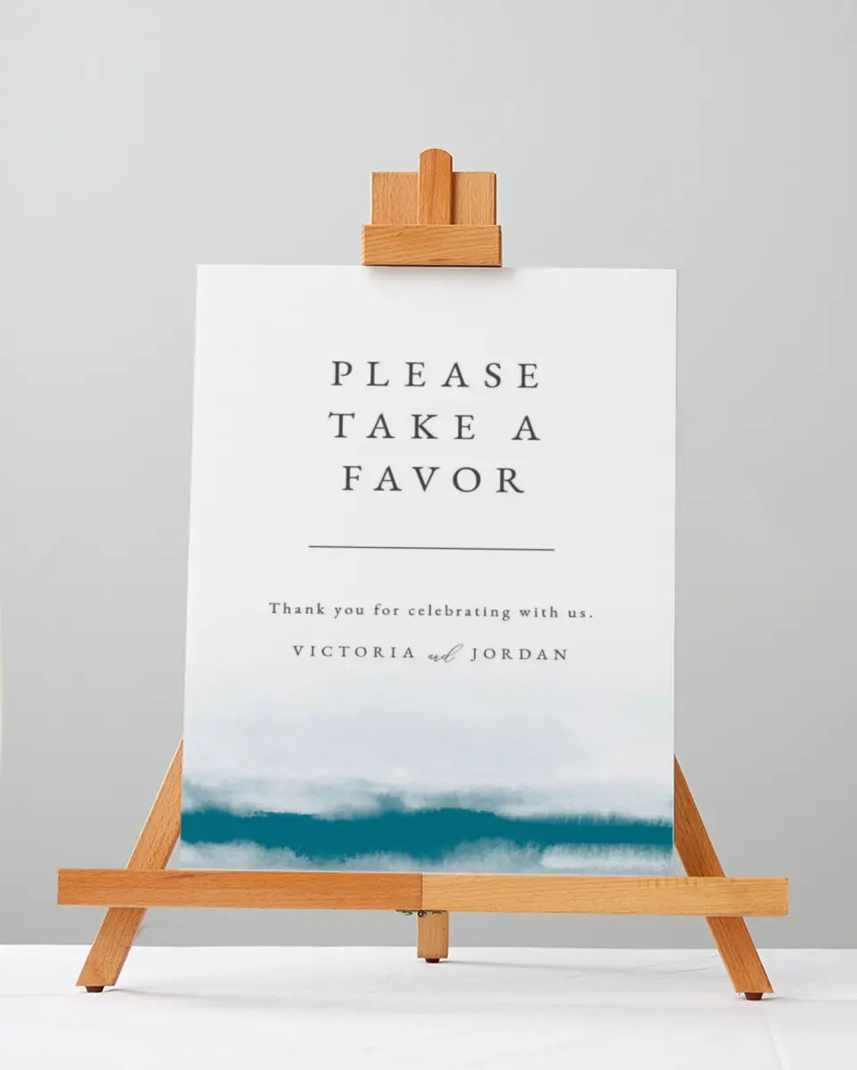 This is a 5" x 7" Favor Sign called Shore Impression printed in full color