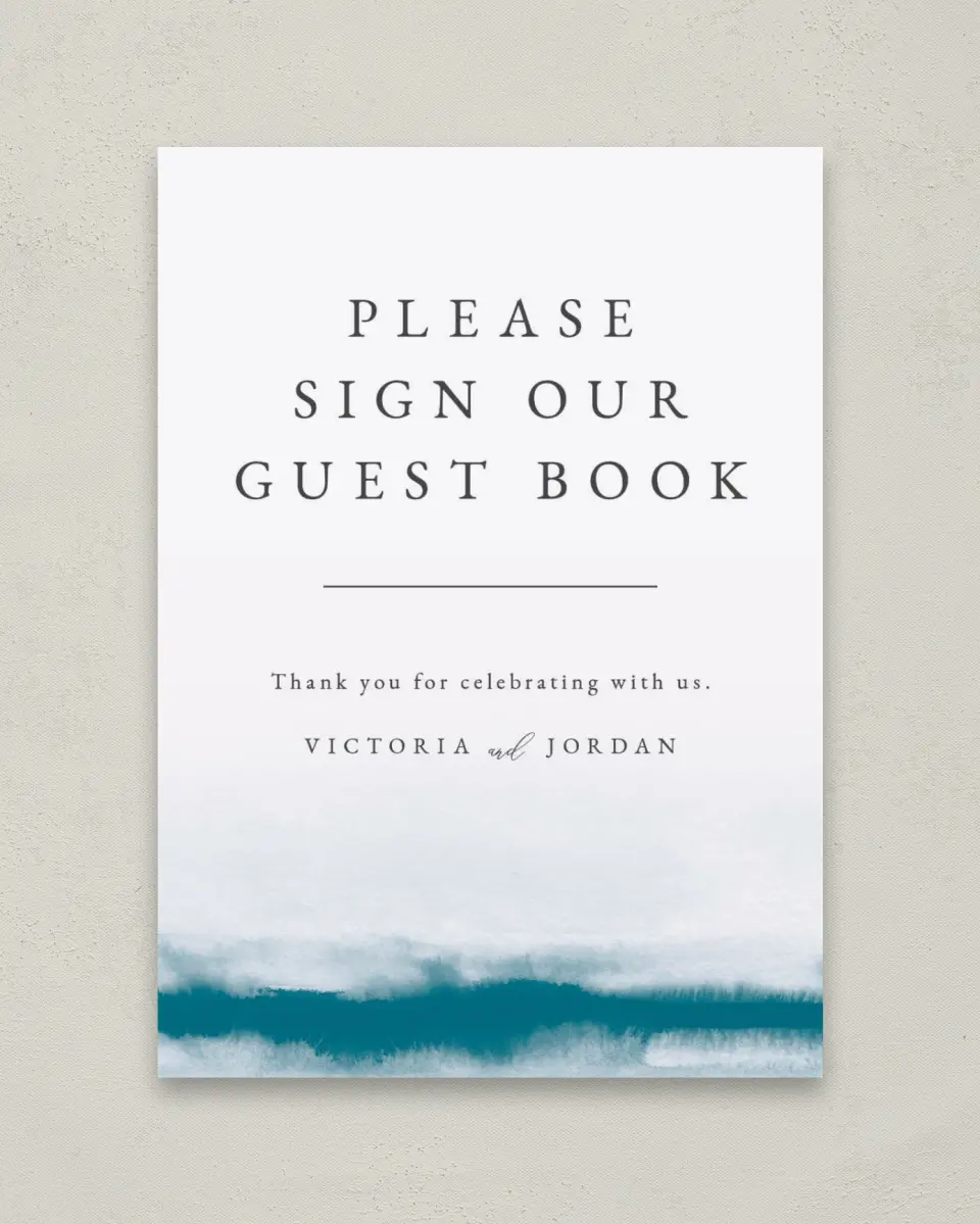 This is a 5" x 7" Guest Book Sign called Shore Impression printed in full color