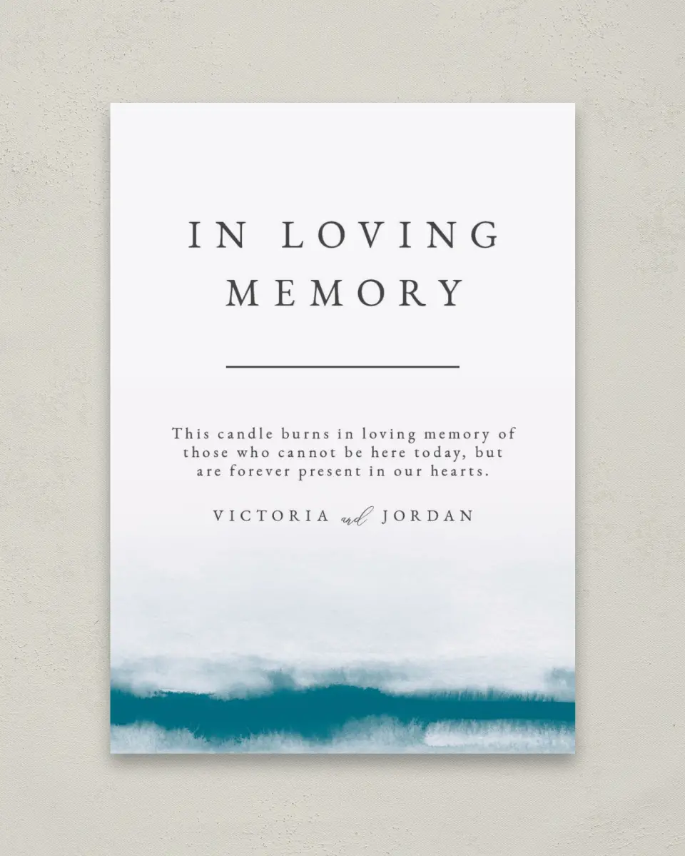 This is a 5" x 7" Loving Memory Sign called Shore Impression printed in full color
