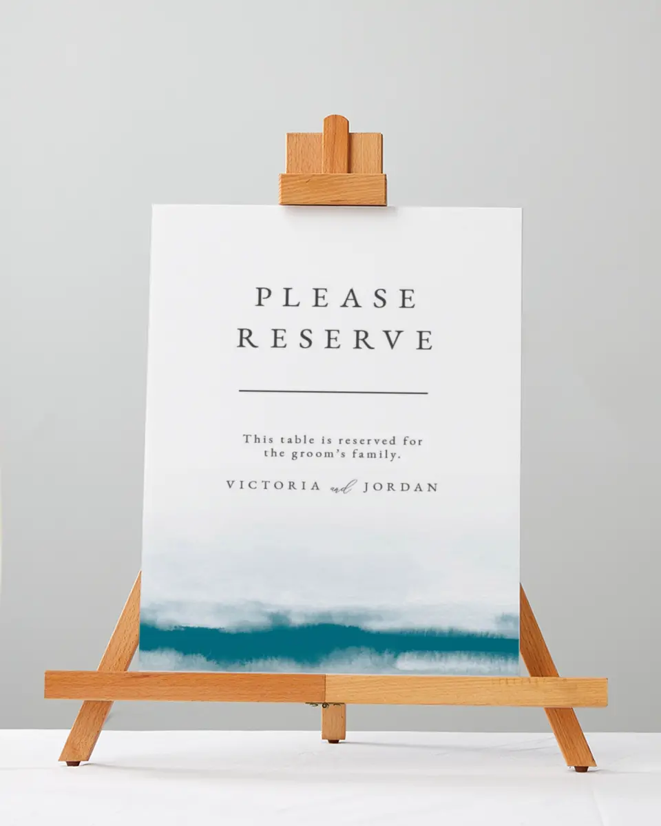 This is a 5" x 7" Reserved Seating Sign called Shore Impression printed in full color