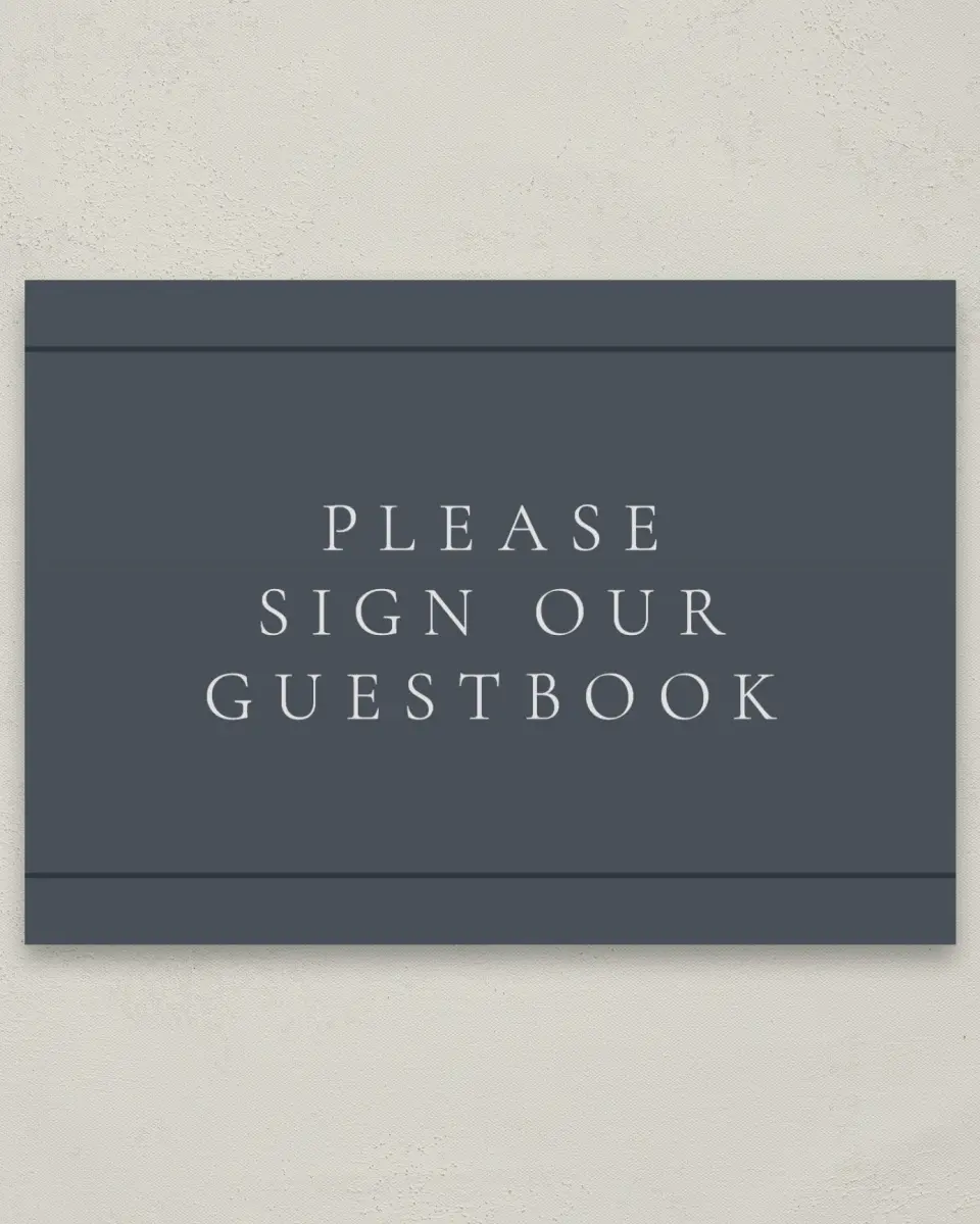 This is a 5" x 7" Guest Book Sign called Subtle Wreath printed in full color