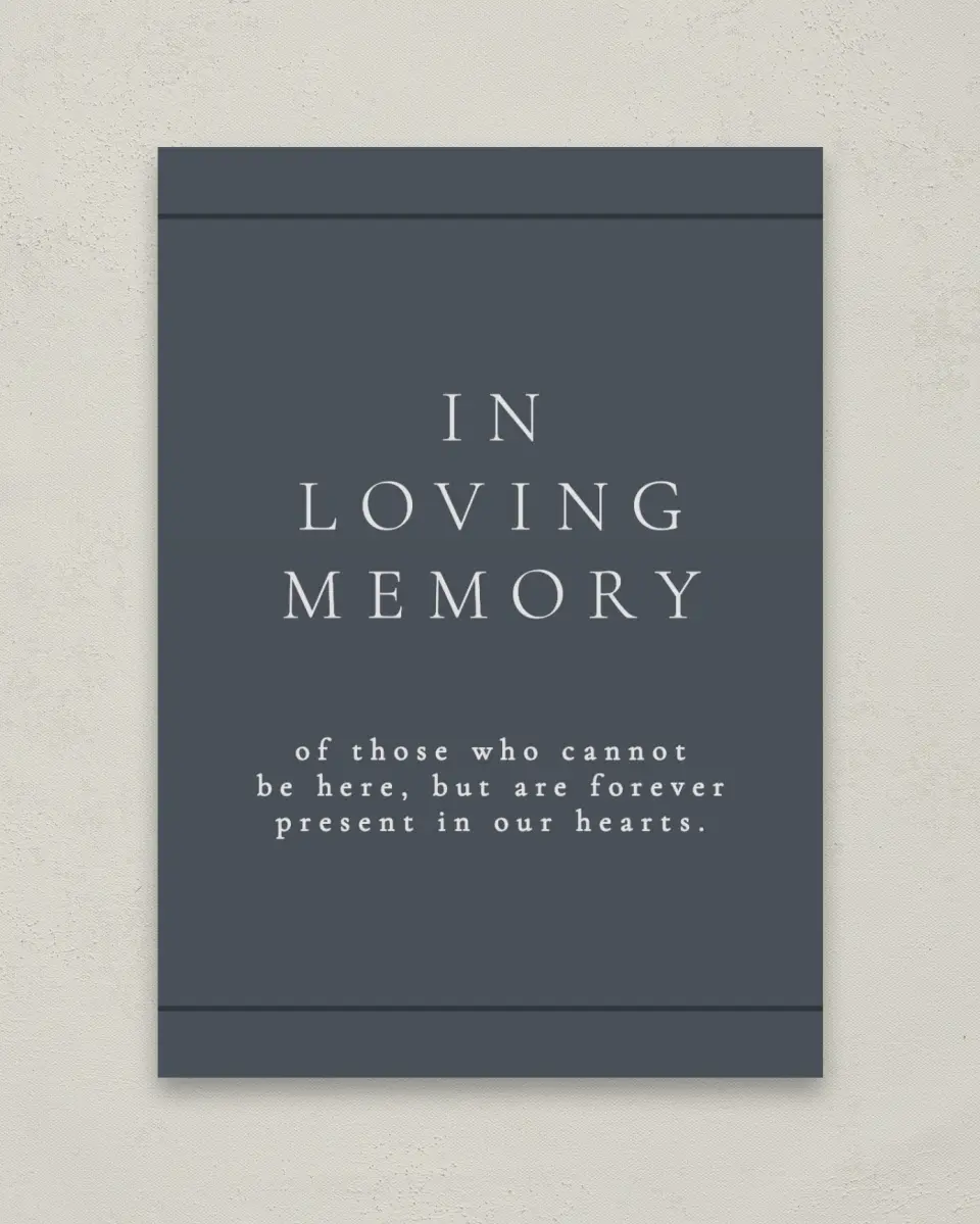 This is a 5" x 7" Loving Memory Sign called Subtle Wreath printed in full color