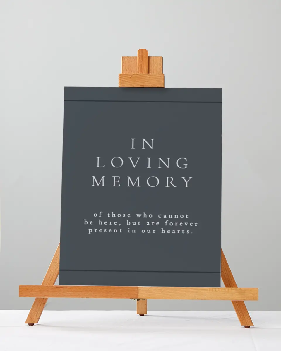This is a 5" x 7" Loving Memory Sign called Subtle Wreath printed in full color