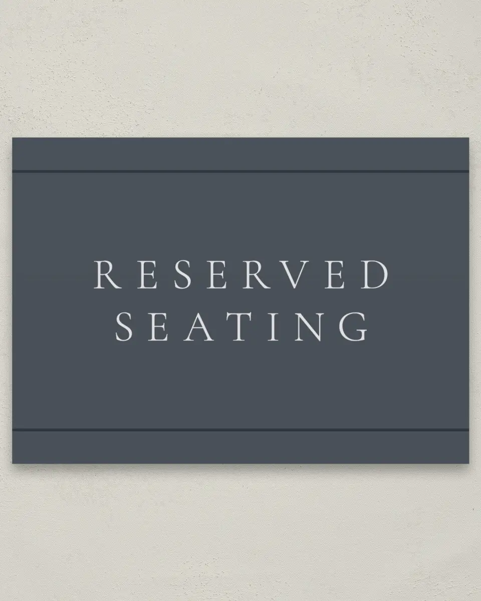 This is a 5" x 7" Reserved Seating Sign called Subtle Wreath printed in full color