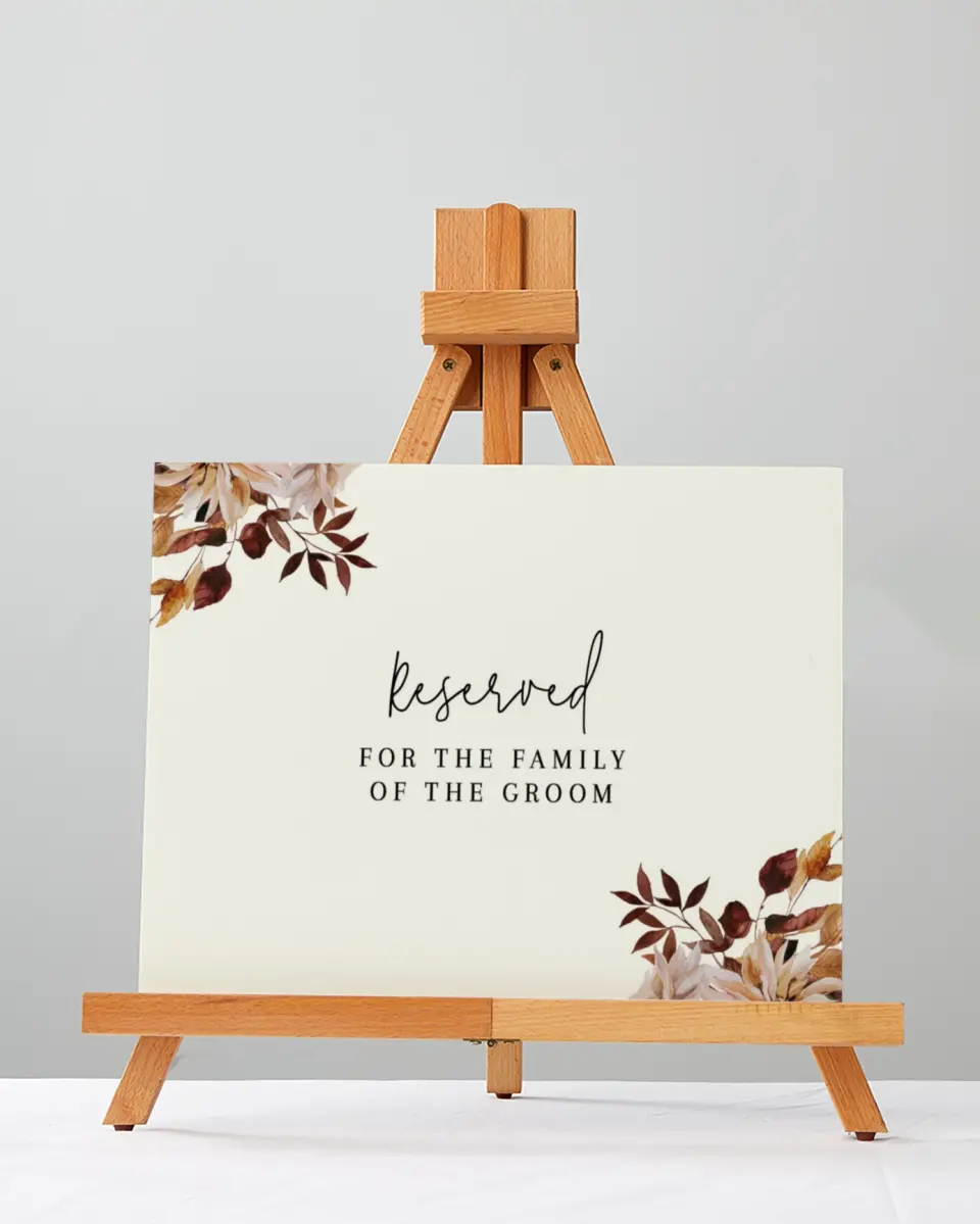 This is a 5" x 7" Reserved Seating Sign called Country Blooms printed in full color