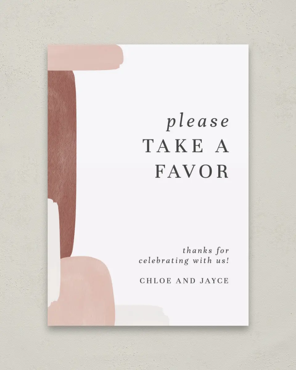 This is a 5" x 7" Favor Sign called Mod Paint printed in full color