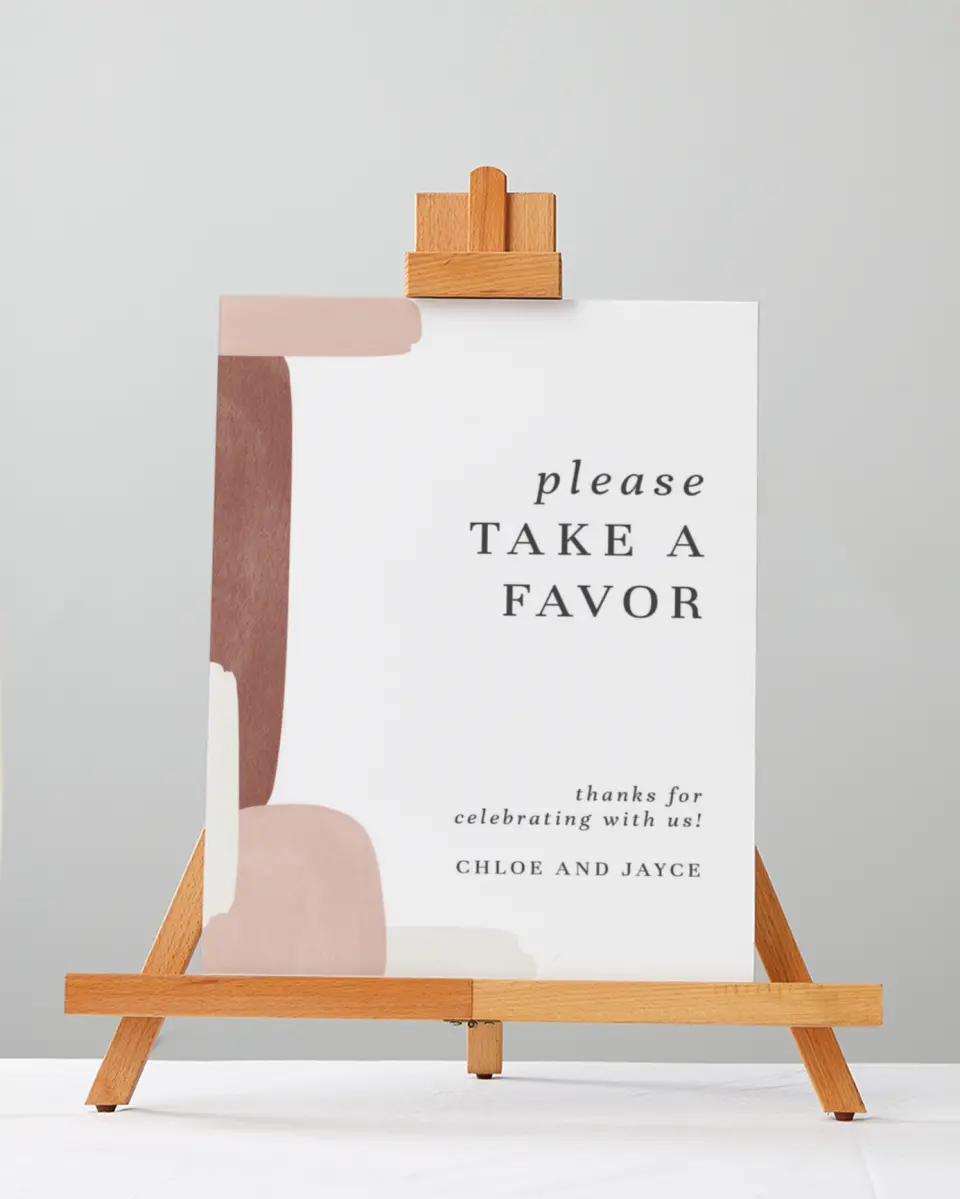 This is a 5" x 7" Favor Sign called Mod Paint printed in full color with Gold foil