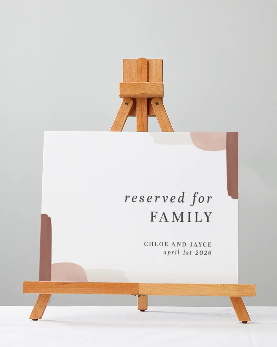This is a 5" x 7" Reserved Seating Sign called Mod Paint printed in full color with Silver foil